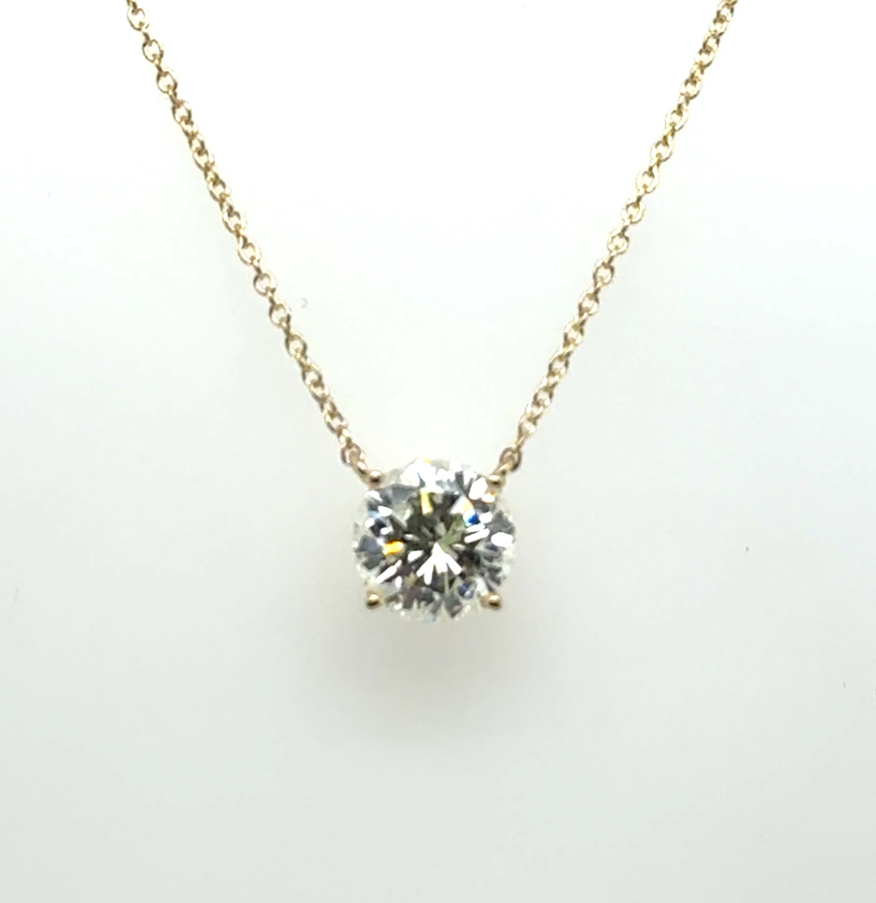 2.02 Carat Round Brilliant Cut Diamond Solitaire Pendant in 14Kt Gold