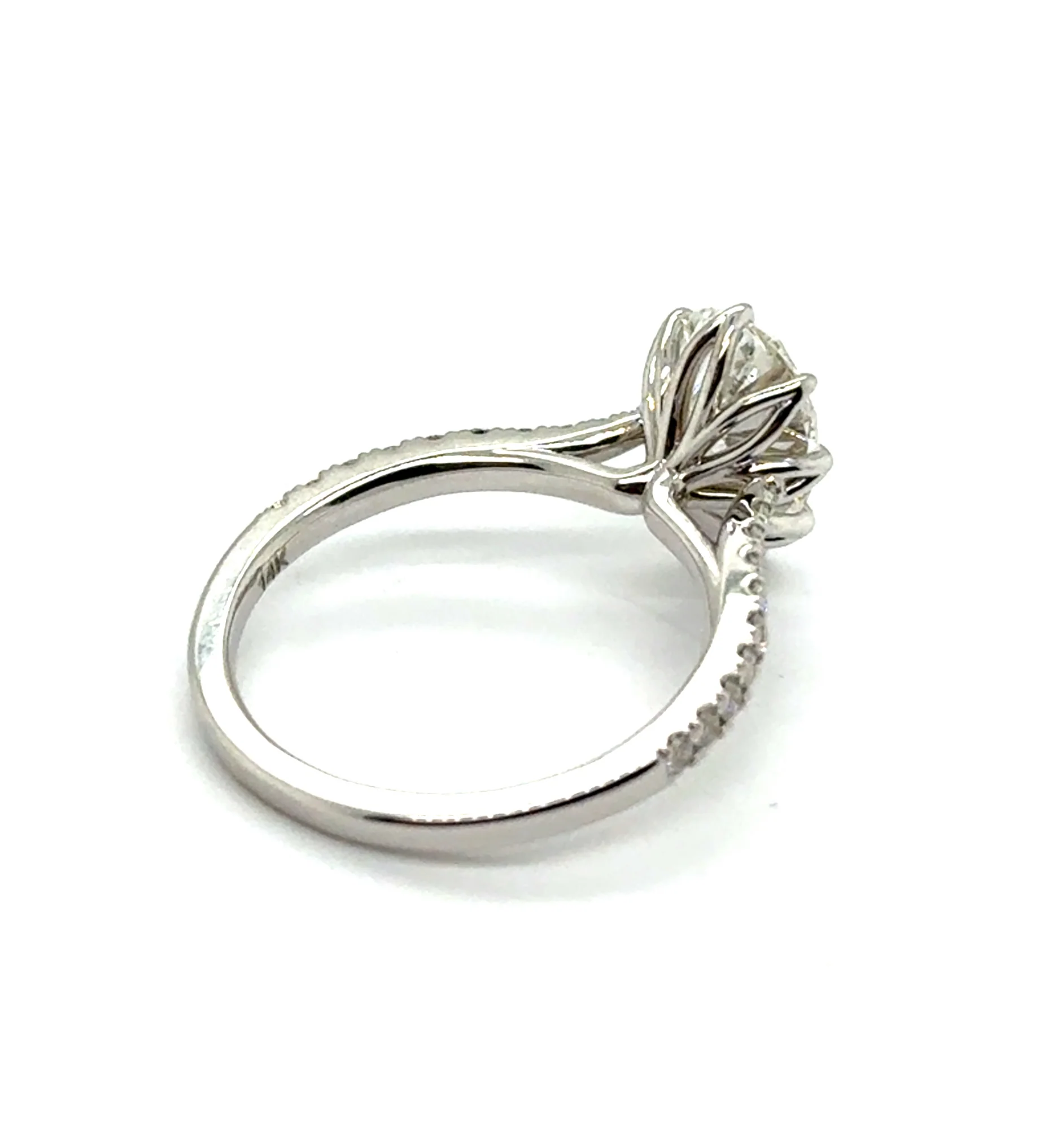 2.29 Ctw 14kt White Gold Pear Shape and Round Diamond Engagement Ring - Image 3