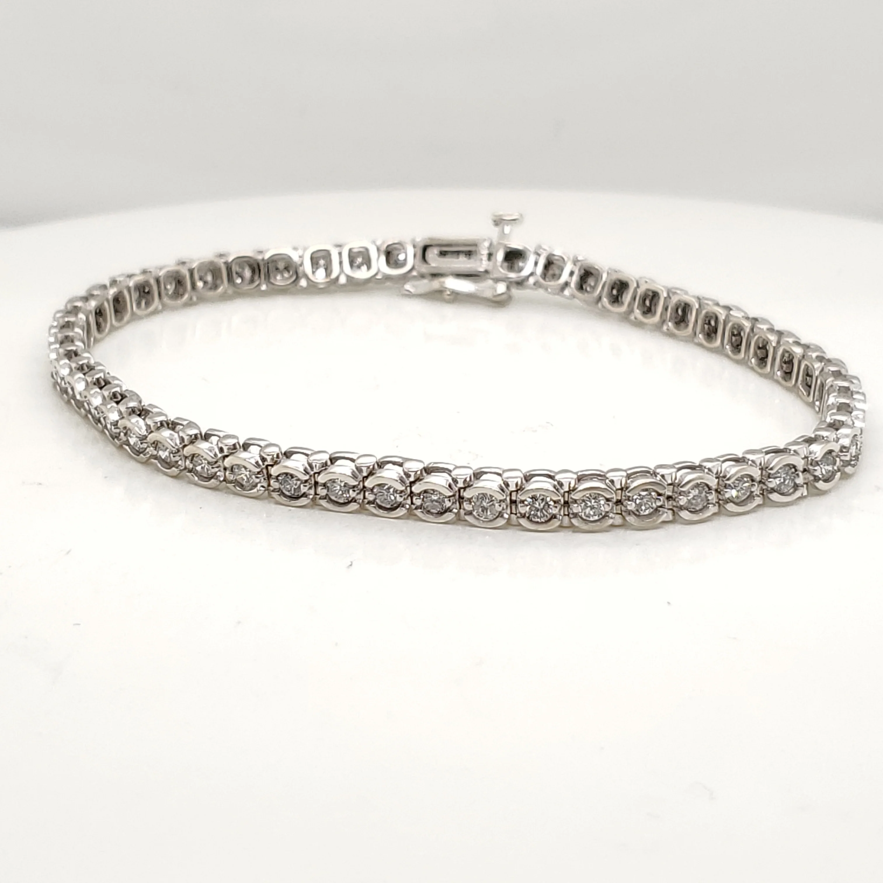 2.50 Carat Total Weight 14kt White Gold and Diamond Tennis Bracelet
