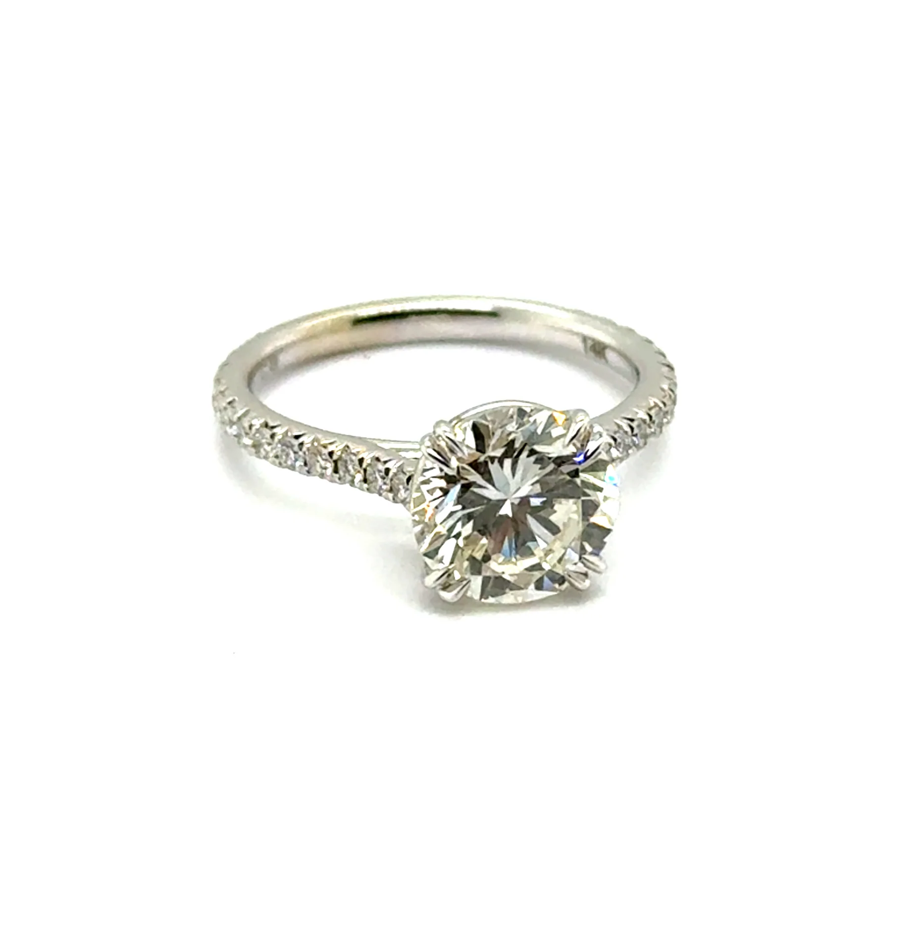 2.57 Carat 14kt White Gold Round Brilliant Cut Diamond Engagement Ring