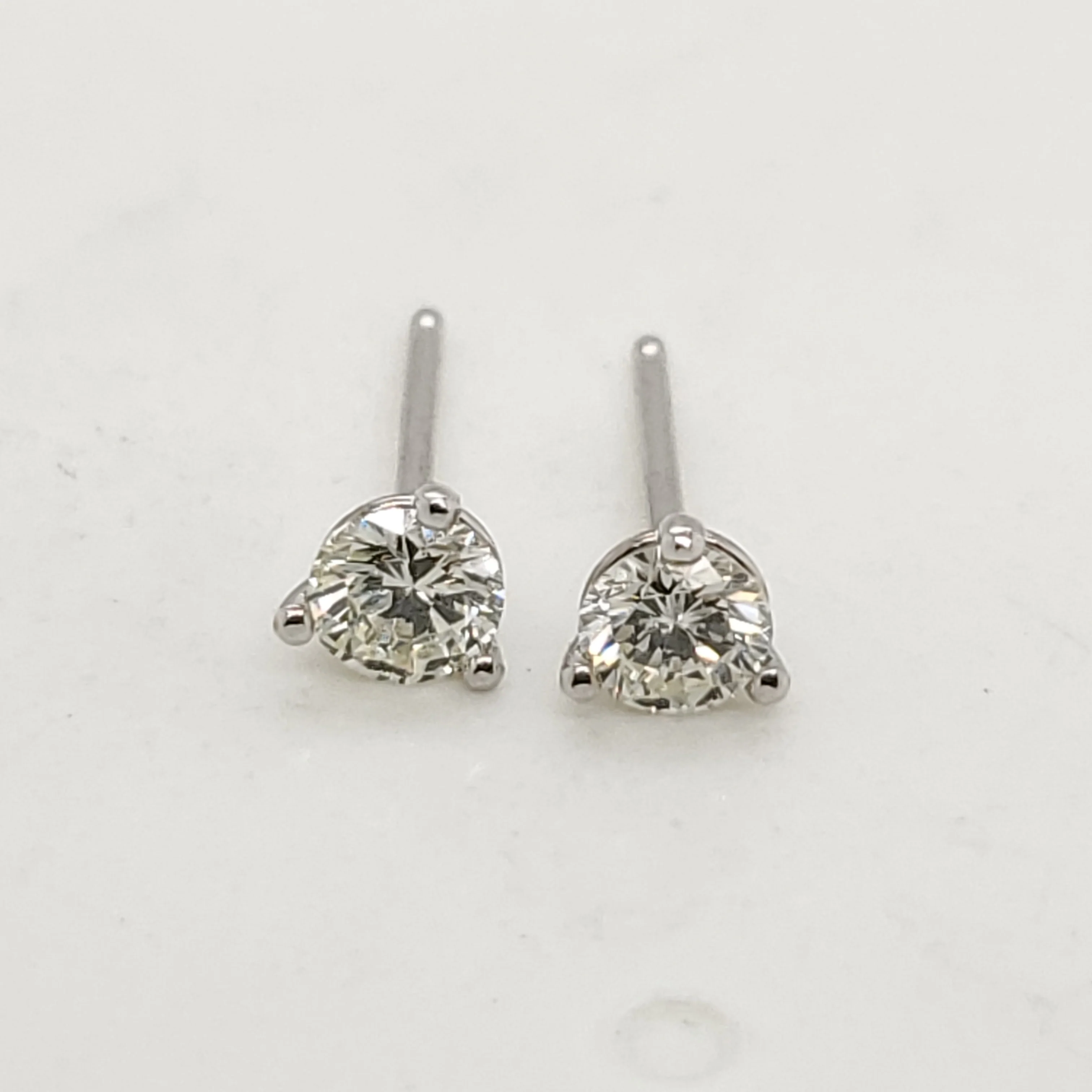 .39 Carat Total Weight Round Diamond Stud Earrings