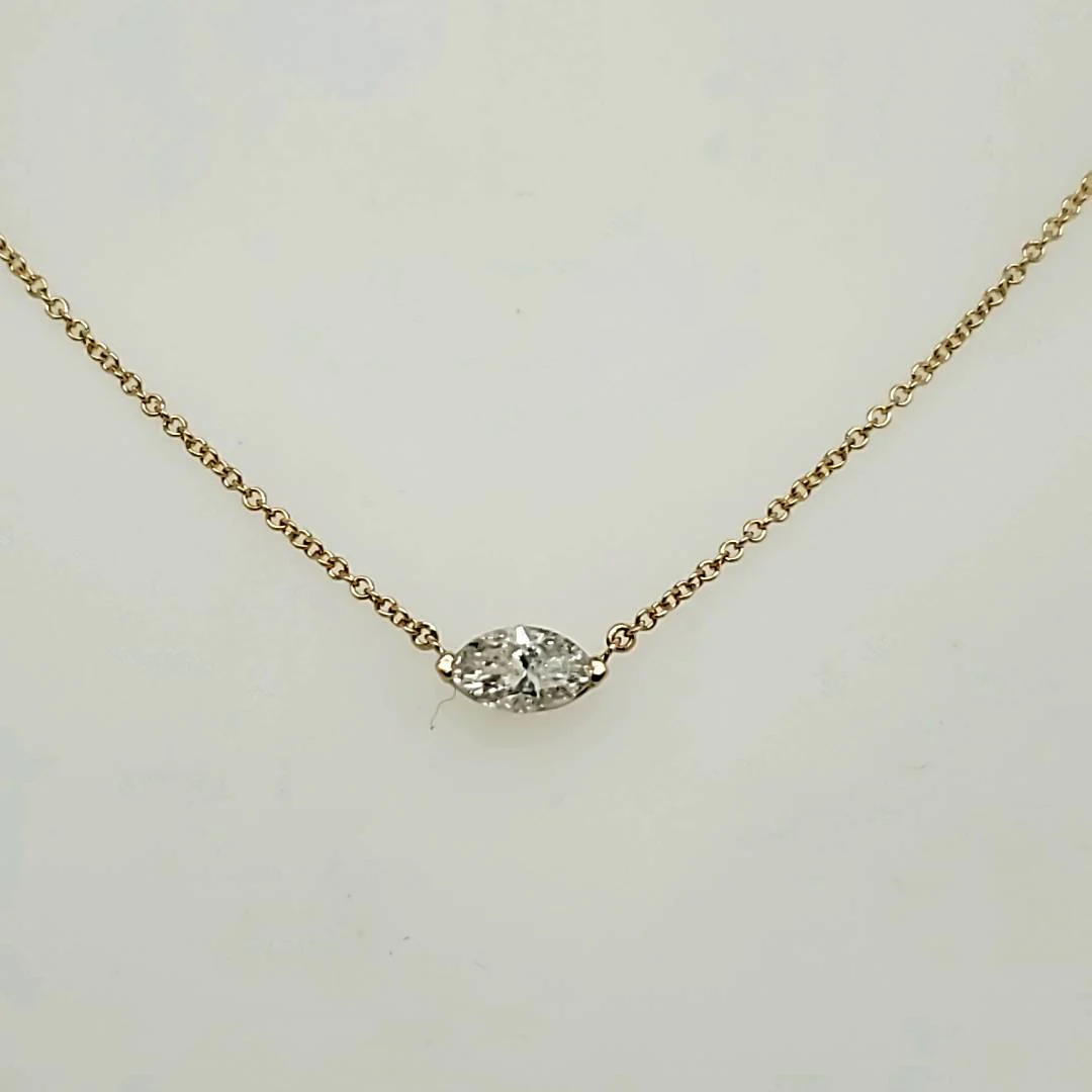 .66 Carat Marquise Cut Diamond East West Pendant in 14Kt Yellow Gold