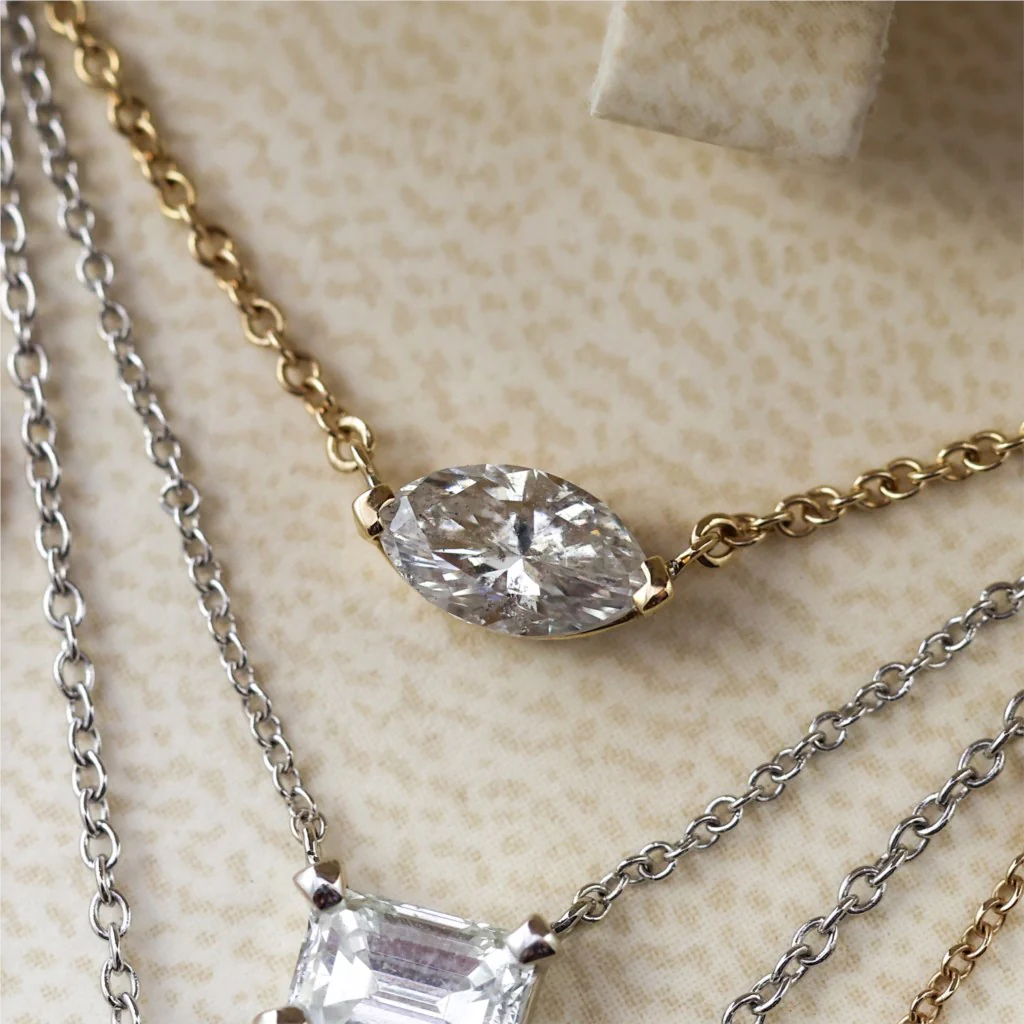 .66 Carat Marquise Cut Diamond East West Pendant in 14Kt Yellow Gold - Image 2