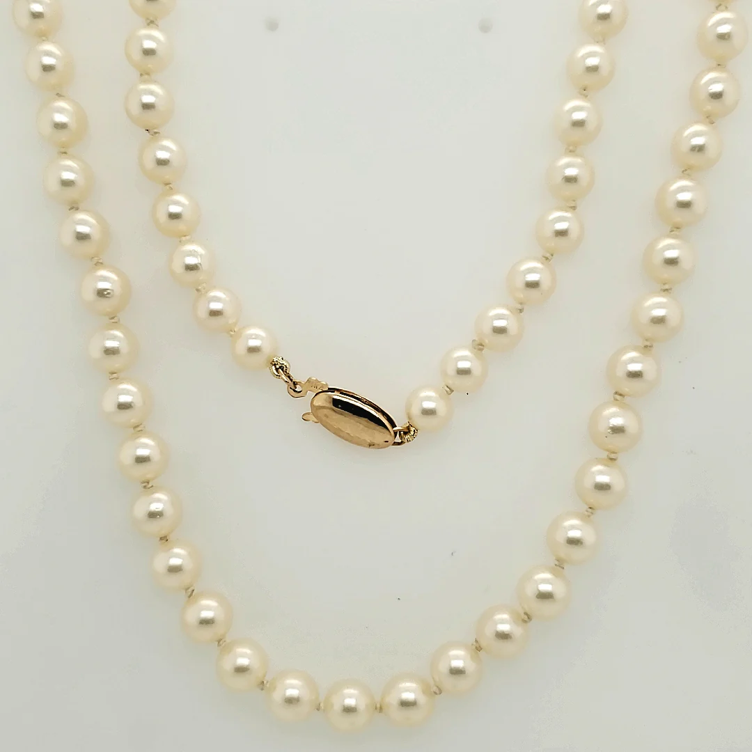 6X5.5Mm 32"" Strand Cultured Akoya Pearl Necklace