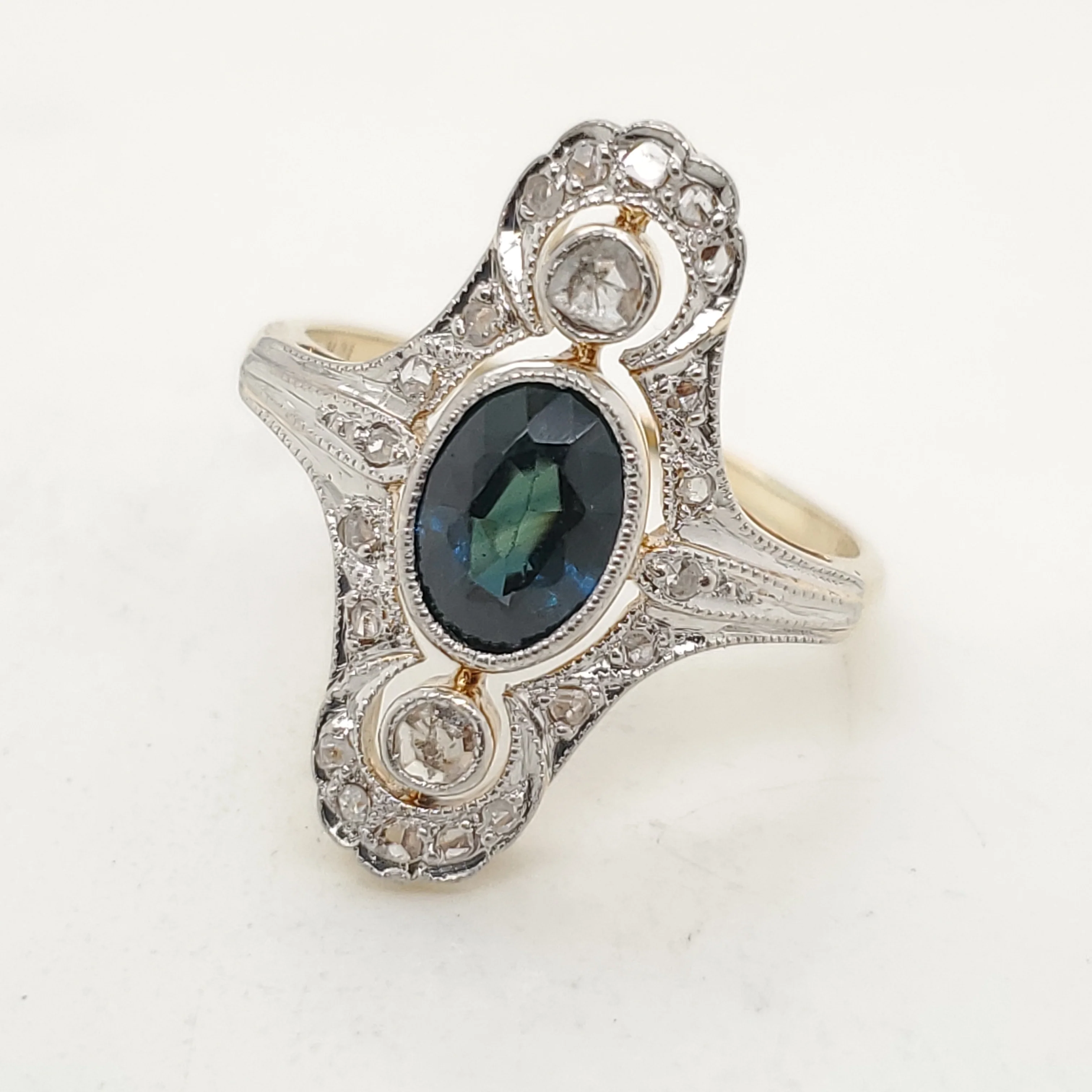 Antique Victorian 18kt Gold Diamond and Sapphire Ring