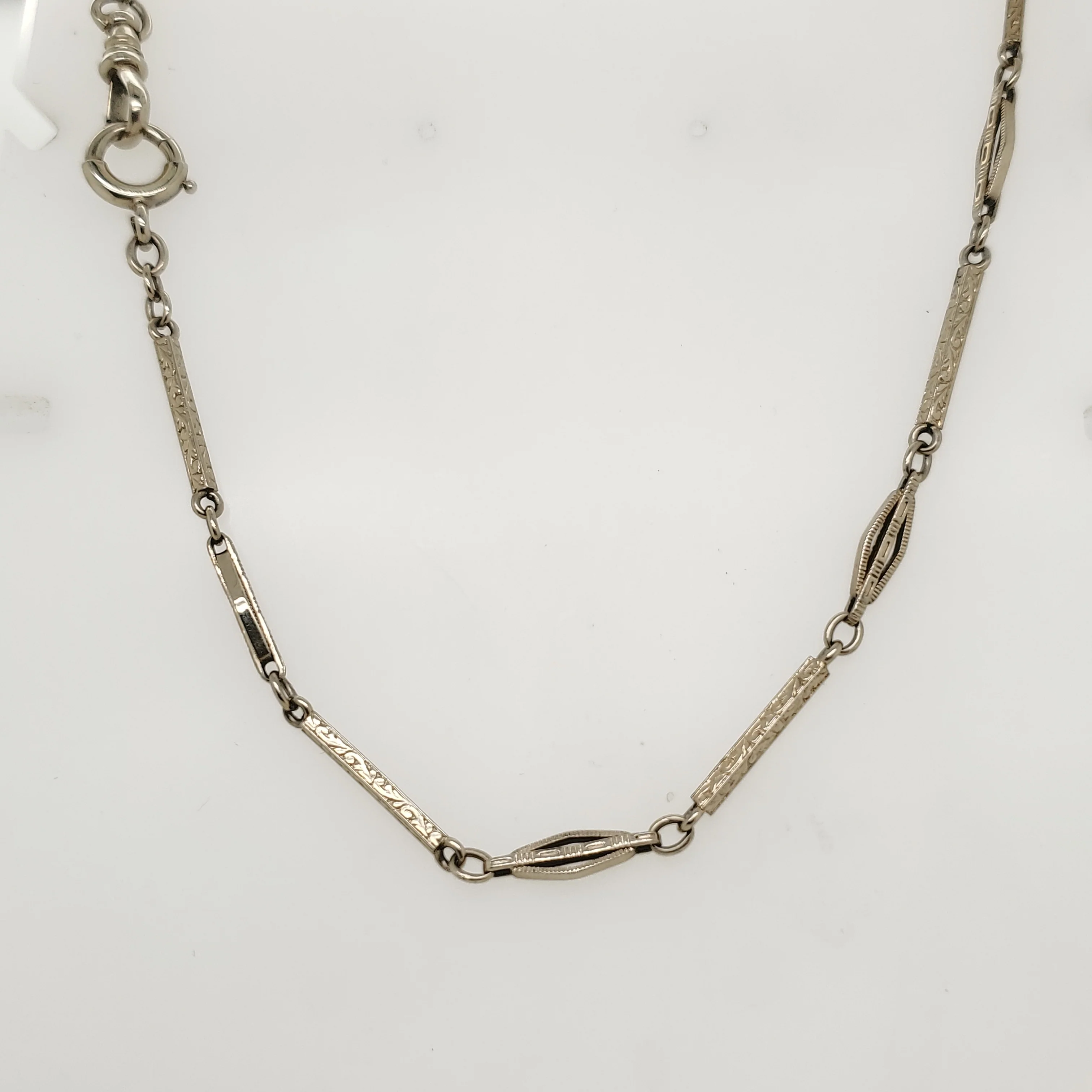 Art Deco 14kt White Gold Fancy Link Chain
