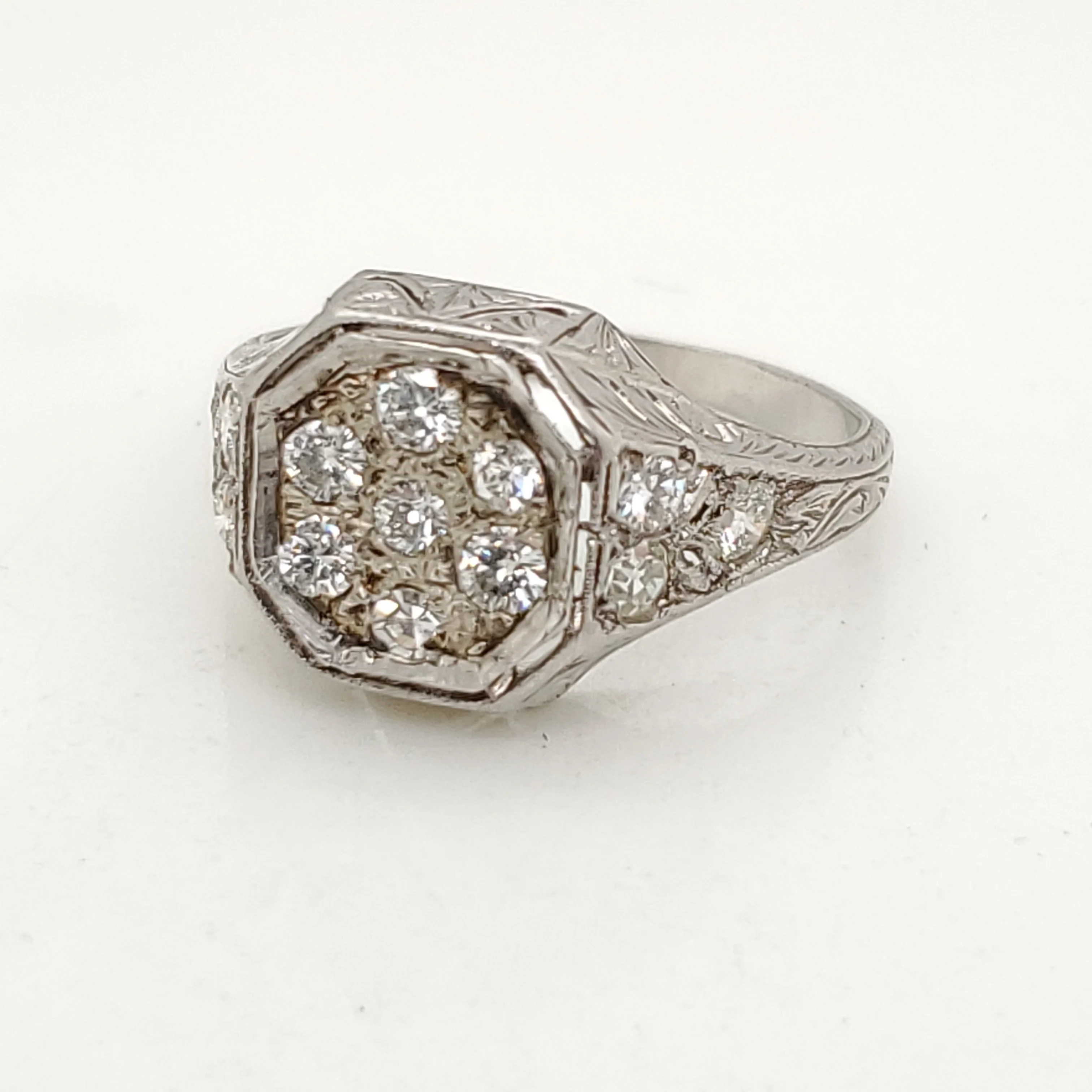 Art Deco Platinum Filigree Diamond Ring