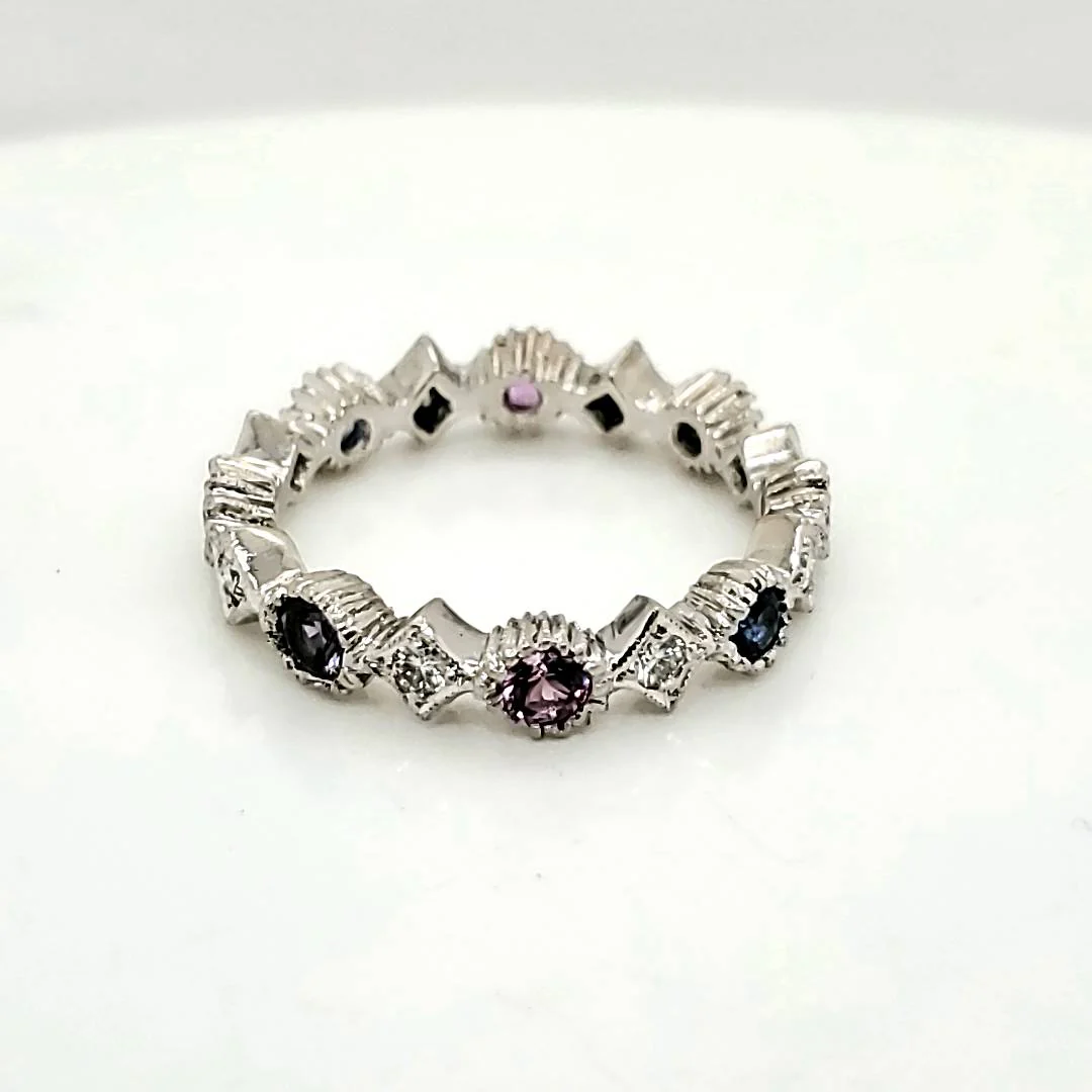 Cathy Waterman Platinum Diamond and Sapphire Band