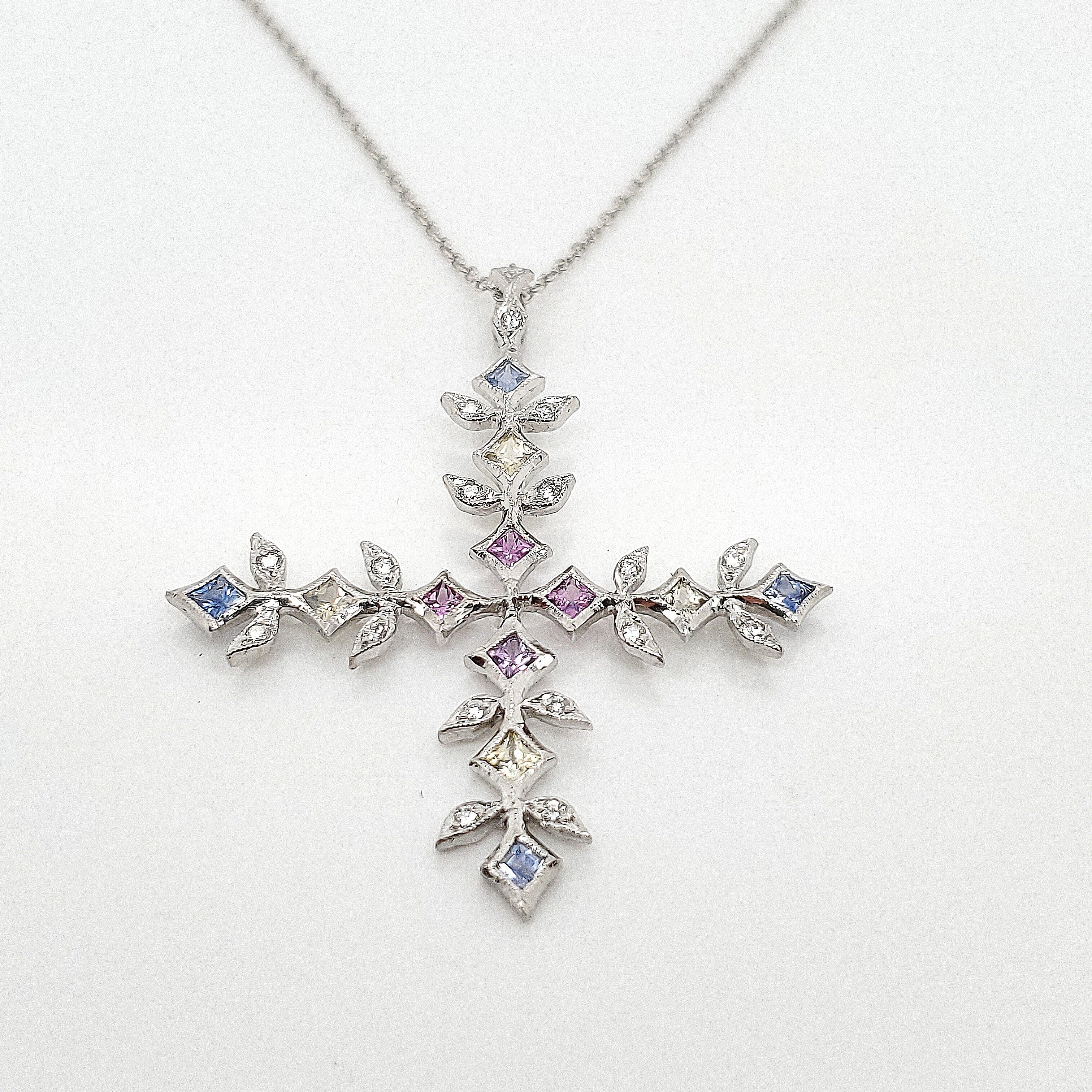 Cathy Waterman Platinum Sapphire And Diamond Cross - Image 2