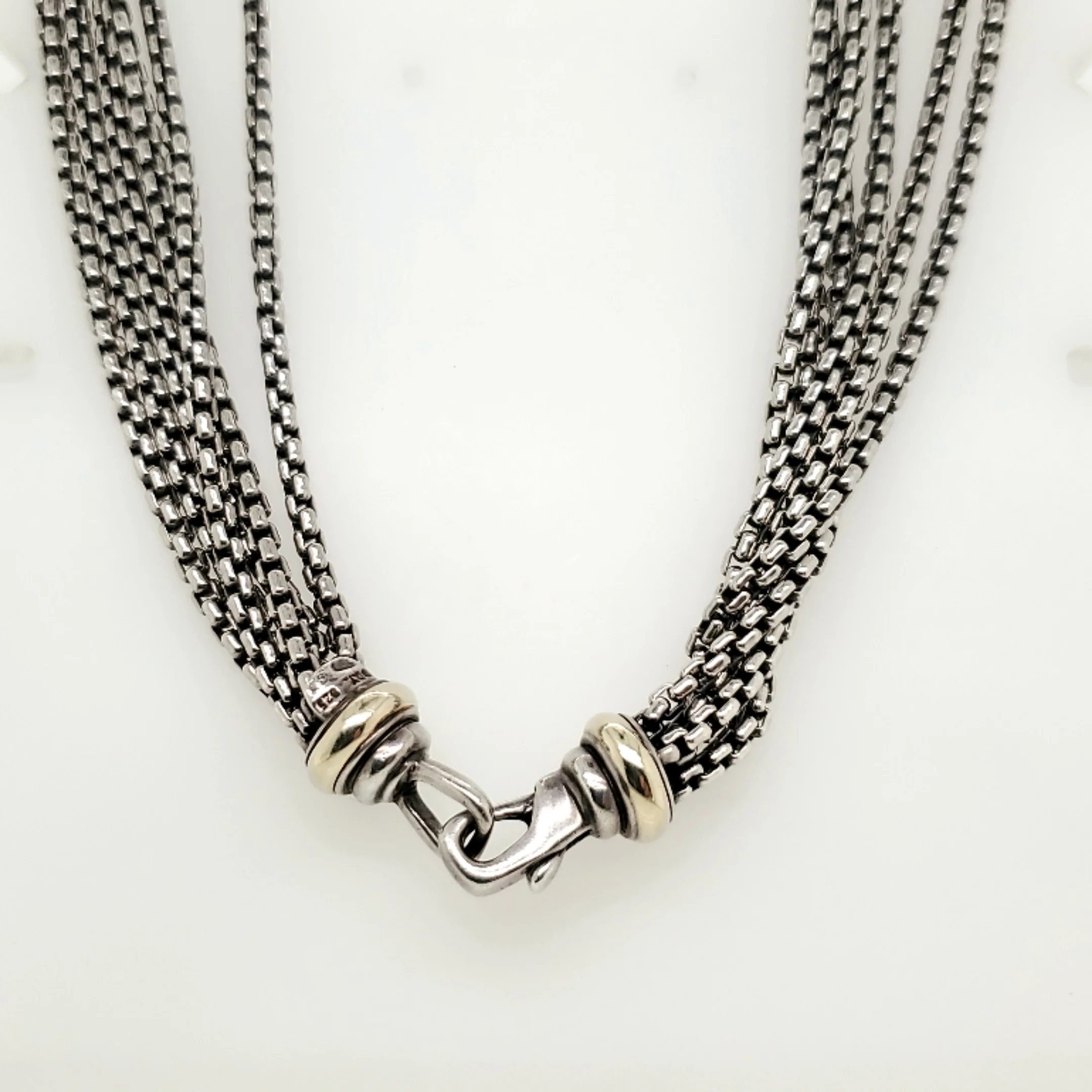 David Yurman Sterling Silver and 14kt Yellow Gold Multi Strand Necklace