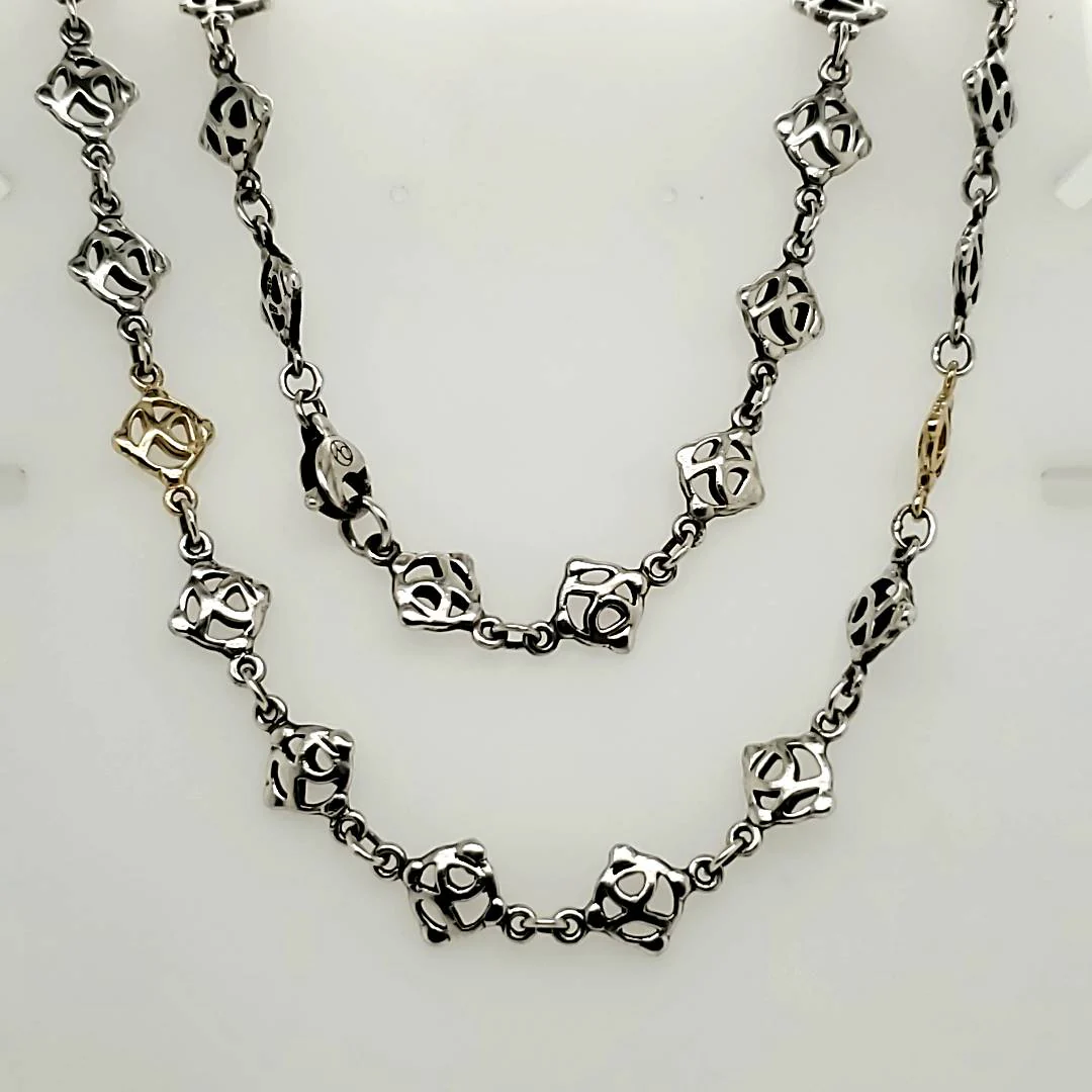 David Yurman Sterling Silver and 18kt Yellow Gold 36"" Initial Chain