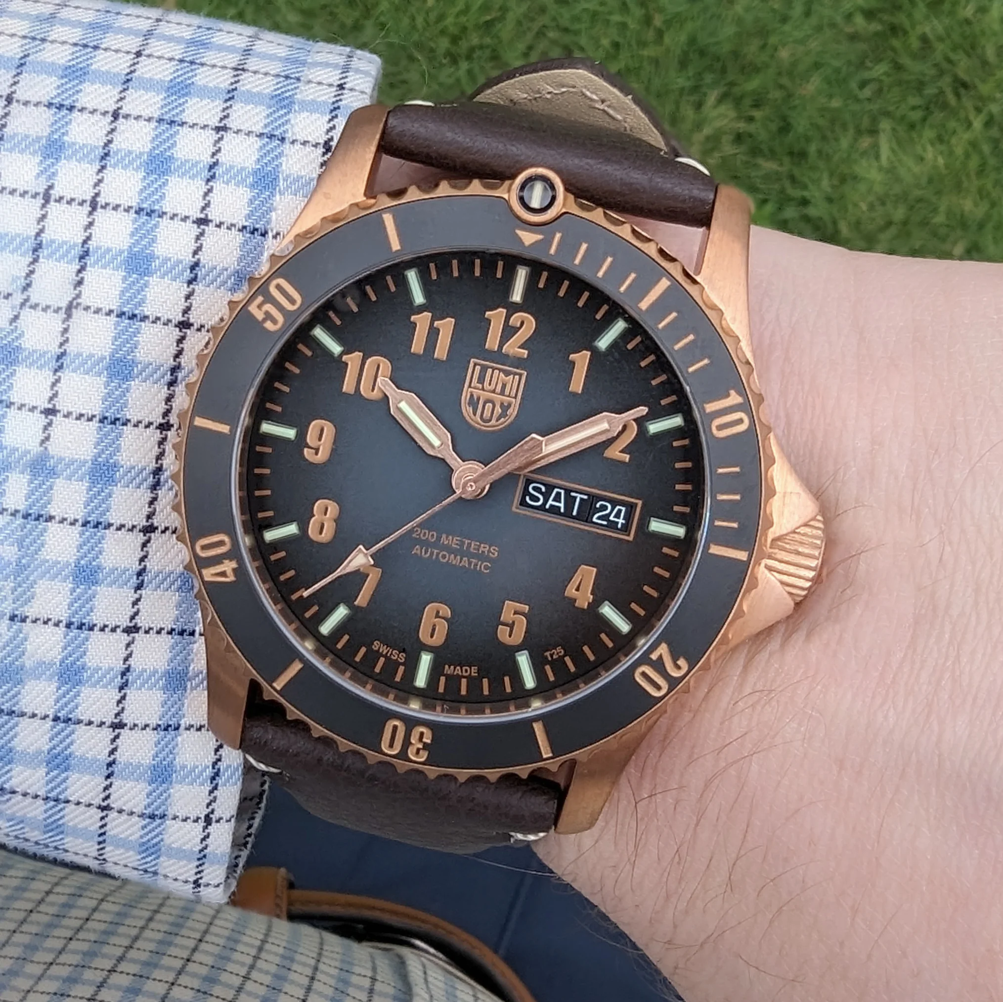 Luminox Sport Timer Automatic Limited Edition Watch #337/500 Sapphire Crystal Brown Leather Band Xs.0927 - Image 2
