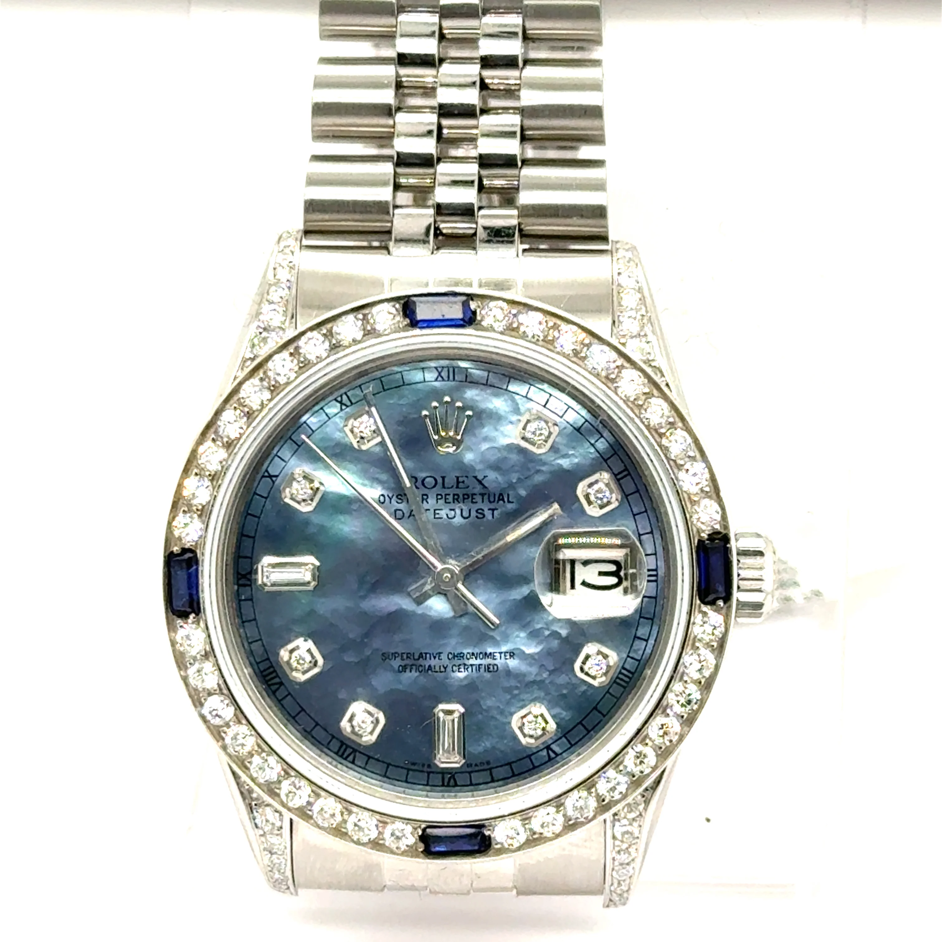 Pre-owned 1985 Rolex Datejust Diamond and Sapphire Watch - Image 3