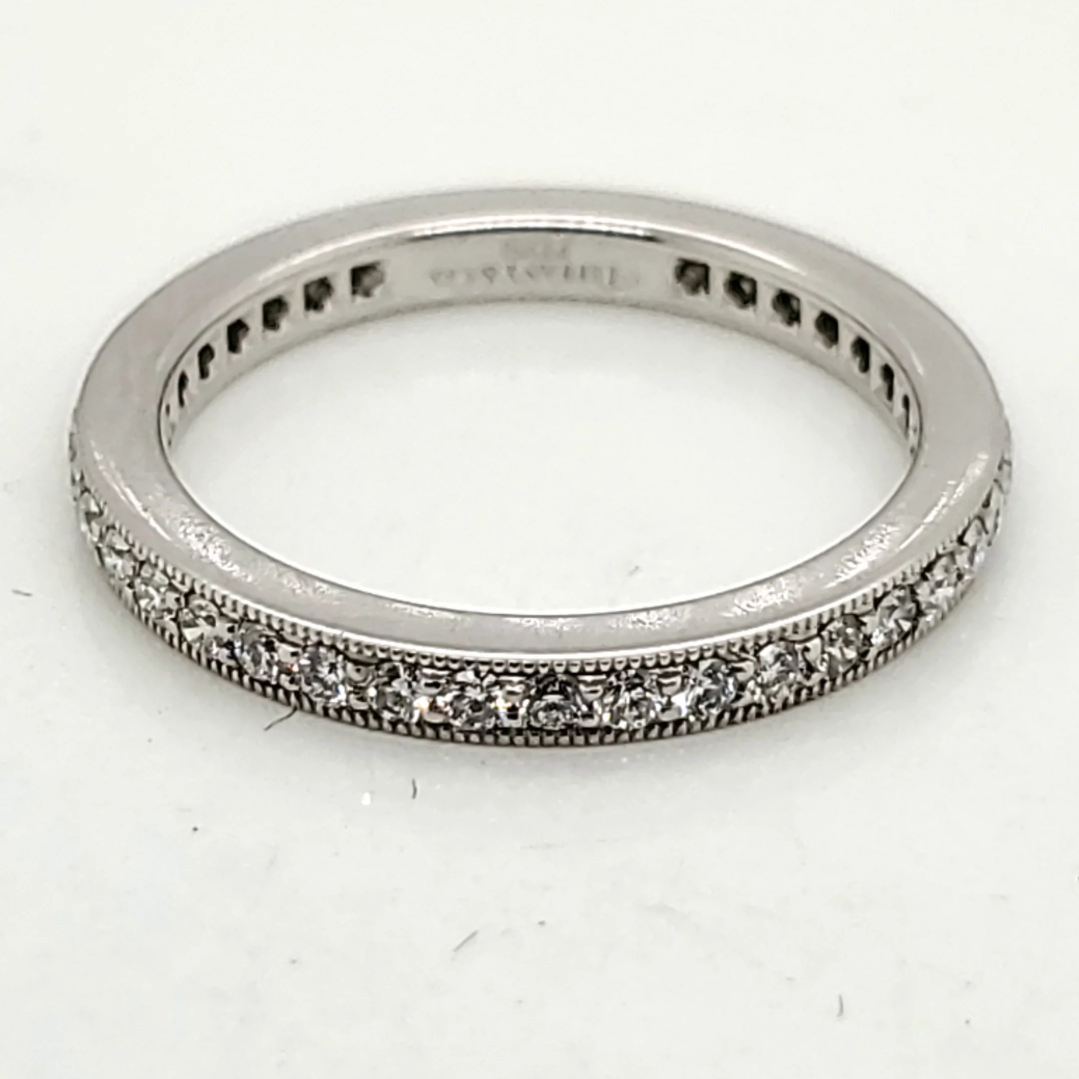 Pre-owned Tiffany & Co. Platinum and Diamond Eternity Style Wedding Band - Image 2