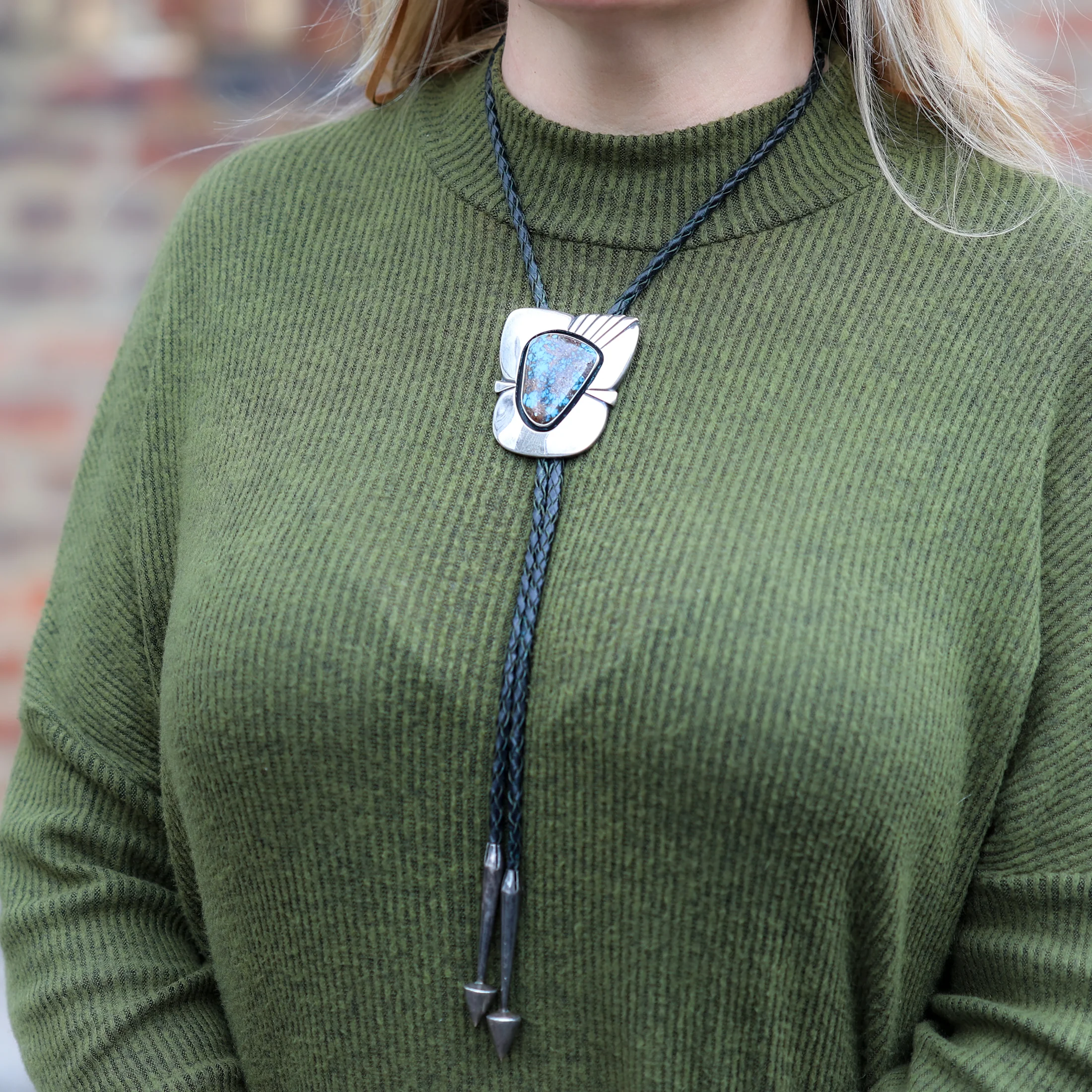 Sterling Silver and Turquoise Bolo Tie - Image 2
