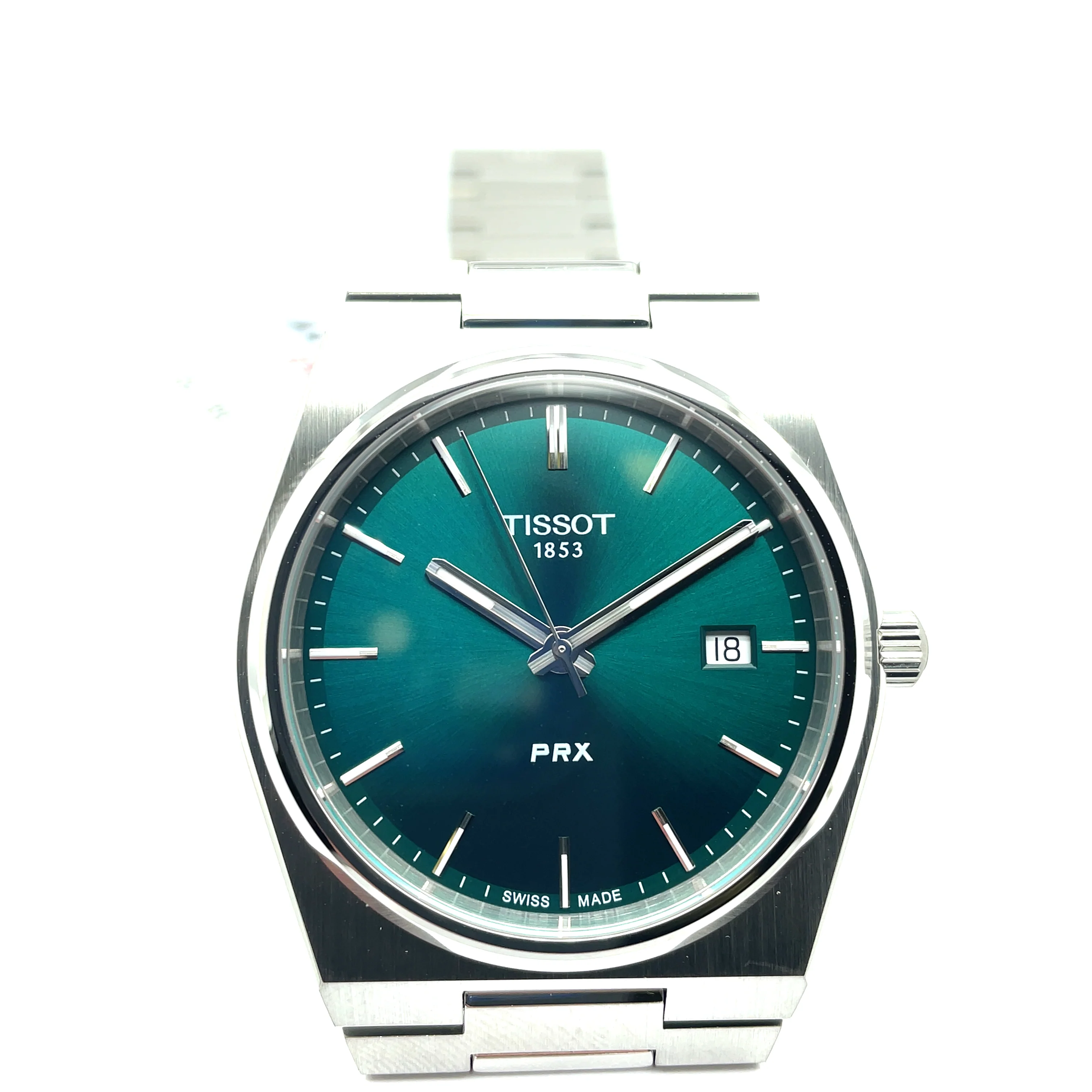 Tissot Prx 40250 Gents Watch Stainless Steel Bracelet/Case With A Green Dial And Sapphire Crystal T1374101109100