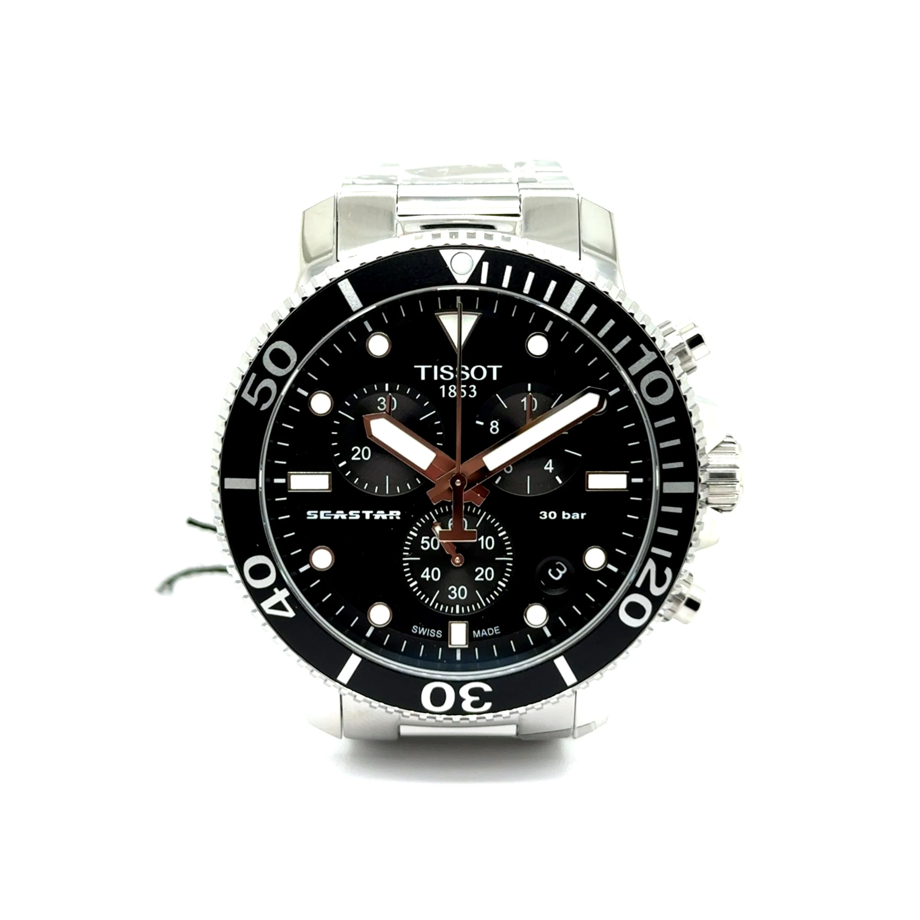Tissot Seastar 1000 Gents Stainless Steel Watch With Black Chronograph Dial