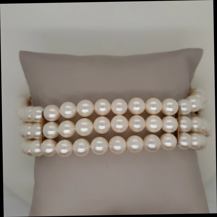 Triple Strand Cultured Akoya Pearl Bracelet