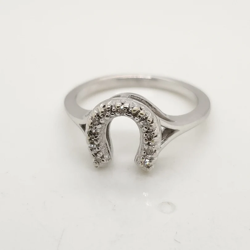 Vintage 14kt White Gold and Diamond Horseshoe Ring