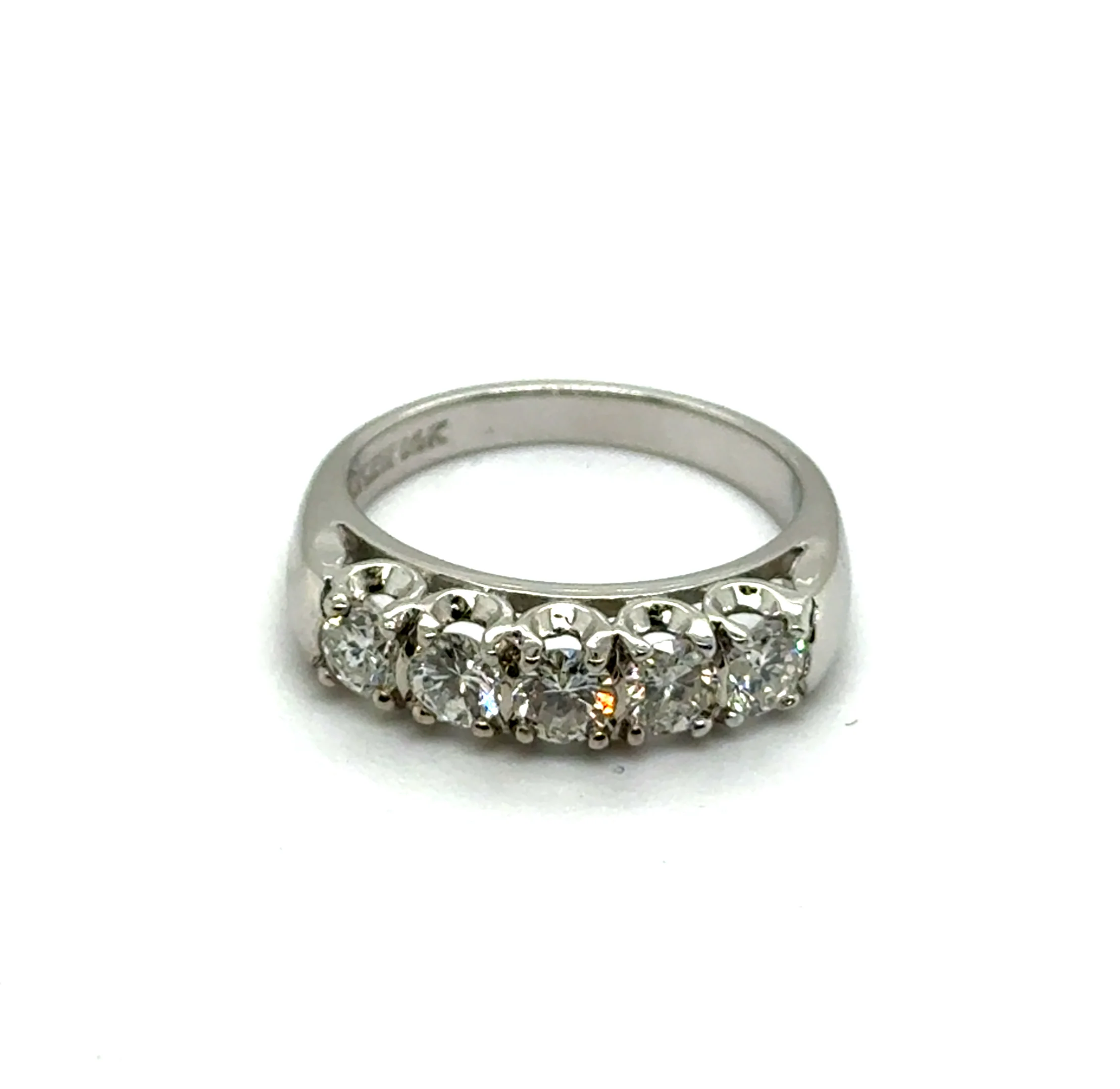 Vintage 14kt White Gold and Diamond Wedding Band