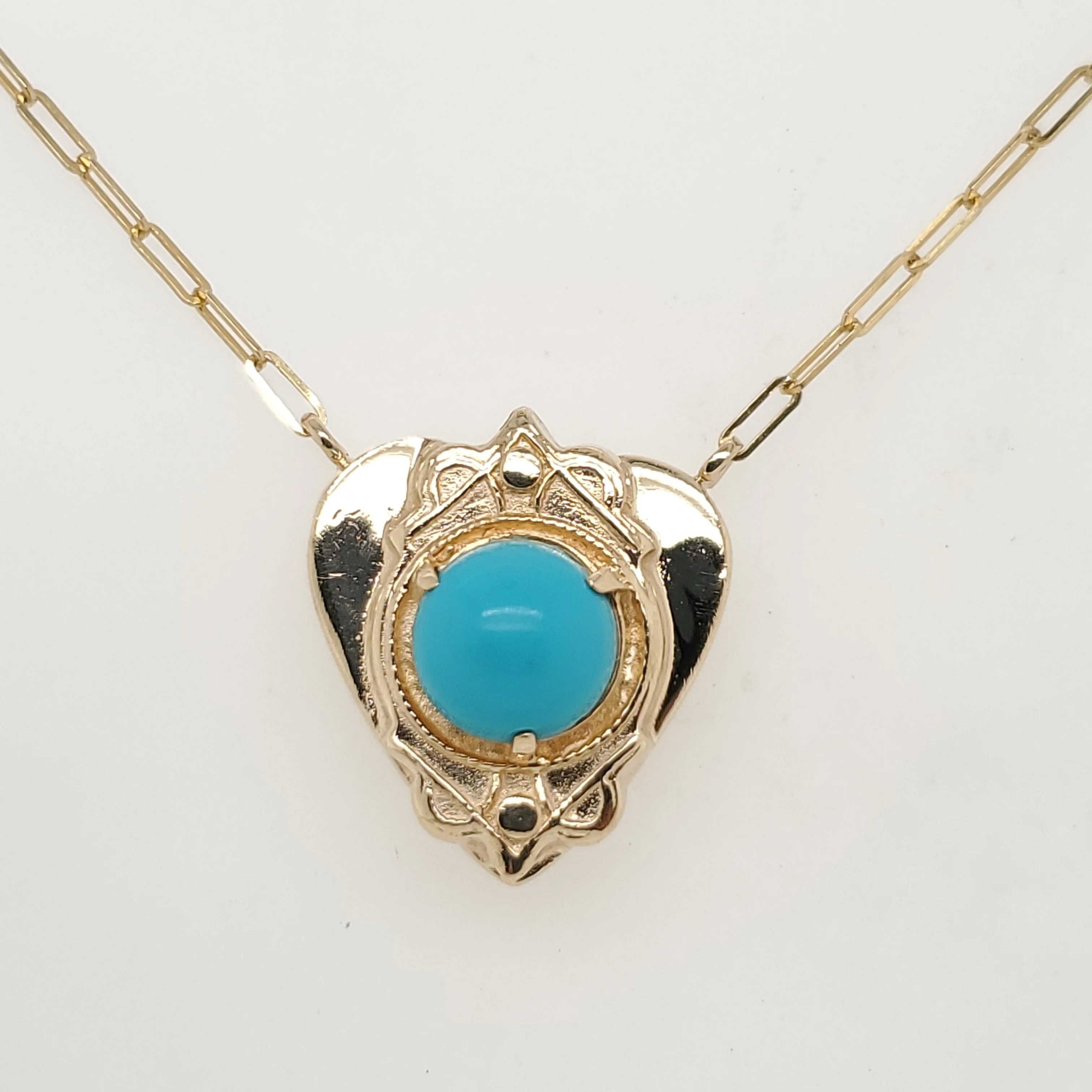 Vintage 14kt Yellow Gold and Turquoise Necklace