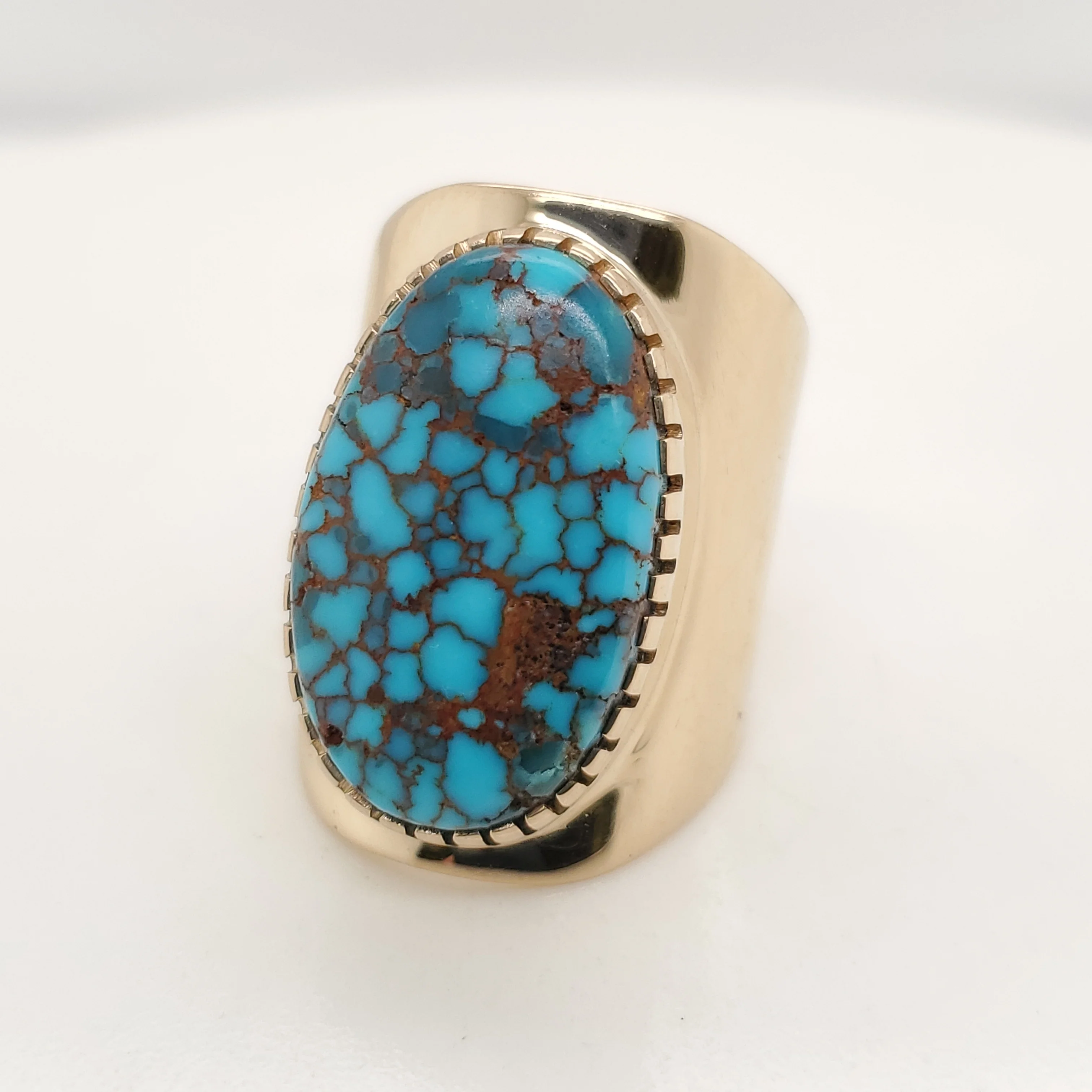 Vintage 14kt Yellow Gold Filigree Turquoise Ring