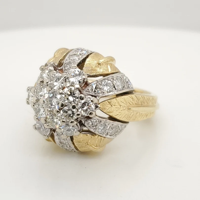 Vintage 18kt Yellow Gold and Diamond Dome Ring