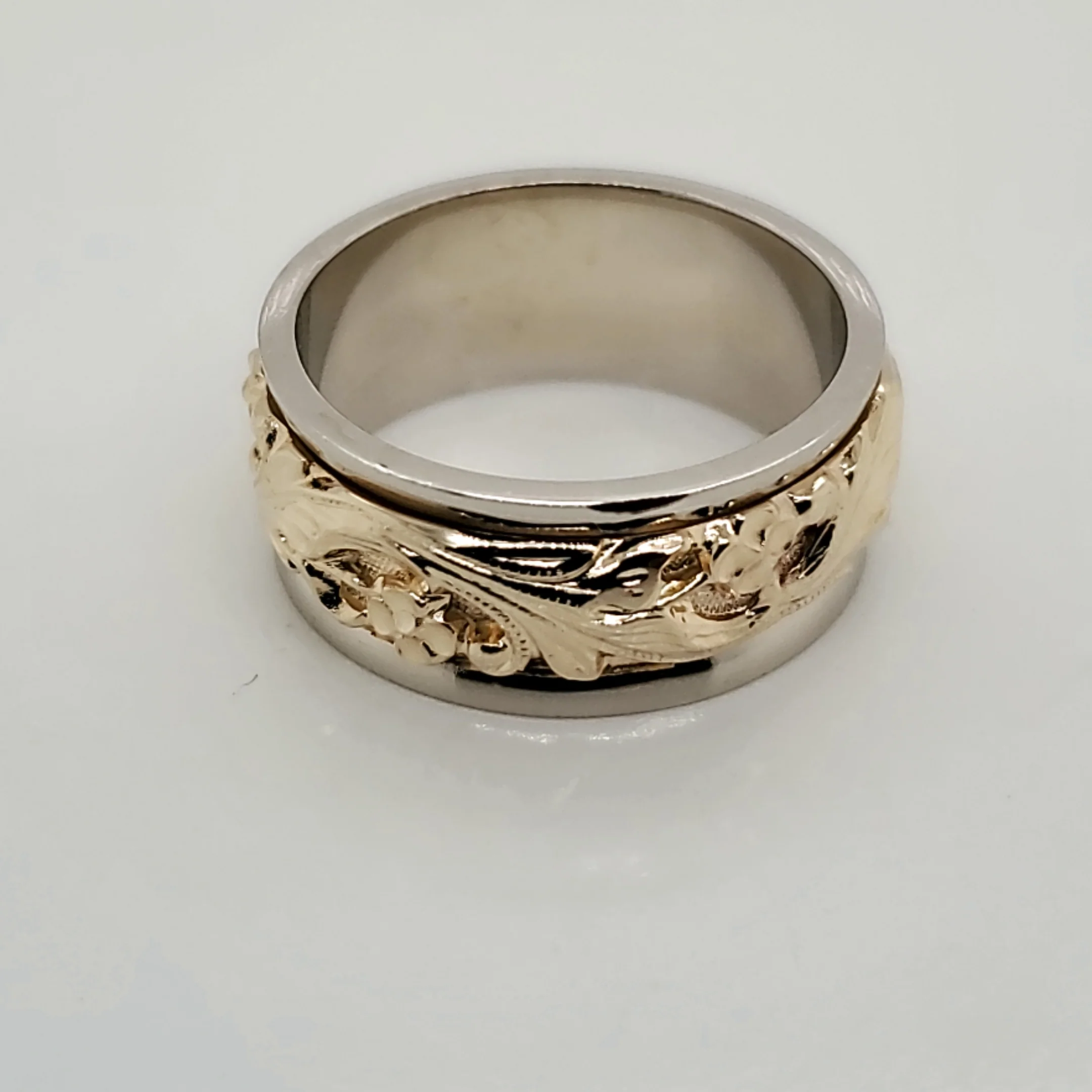 Wide 14kt Yellow and White Gold Wedding Band
